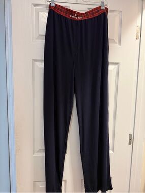 Tommy John Navy Lounge Pants with Red Plaid Waistband